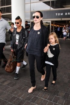 Angelina Jolie departs LAX with daughter Vivian and son Maddox
