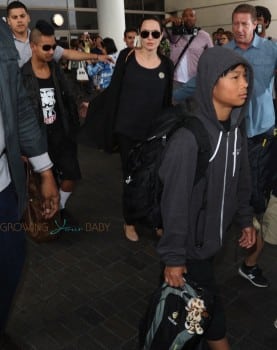 Angelina Jolie departs LAX with daughter Vivian and sons Maddox and Pax