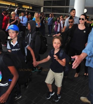 Angelina Jolie departs LAX with kids Maddox, Pax, Knox and Shiloh