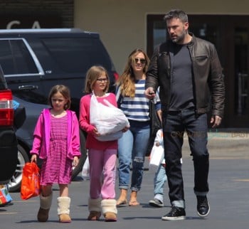 Ben Affleck with nanny Christine Ouzounian and kids Seraphina, Violet and Sam