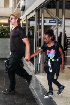 Brad Pitt exits LAX with daughter Zahara