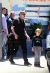 Brad Pitt leaves his twins birthday party with birthday boy Knox