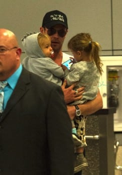 Chris Hemsworth in London with their kids Tristan and India