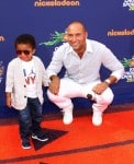 Derek Jeter arrives at the Sports Choice Awards with his nephew Jaden