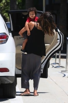 Halle Berry arrives at Westfield Mall in Century City, LA with son Maceo Martinez