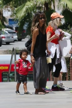 Halle Berry arrives at Westfield Mall in Century City with son Maceo Martinez