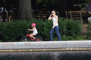Helena Giersch rises her bike in Central Park