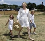 Kelly Rutherford at Super Saturday with kids Helena and Hermes Giersch