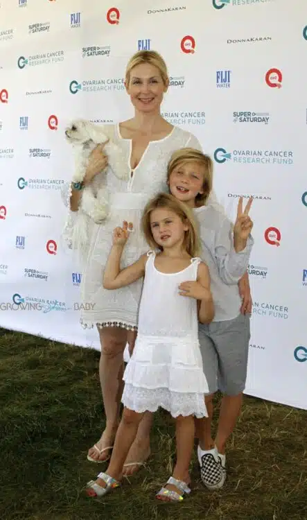 Kelly Rutherford at Super Saturday with kids Helena and Hermes Giersch