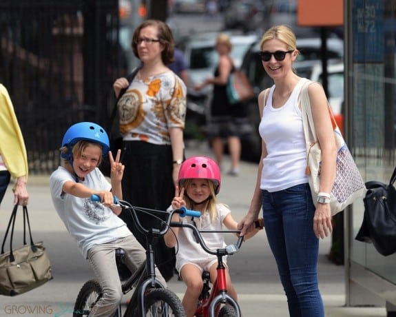 Kelly Rutherford in Central Park with kids Hermes and Helena Giersch