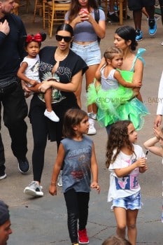 Kim and Kourtney Kardashian at Disneyland with their kids North, Mason and Penelope