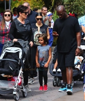 Kris Jenner and Corey Gamble at Disneyland with Mason to celebrate Penelope's Birthday