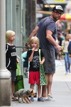 Liev Schreiber Out In NYC with sons Sasha and Samue