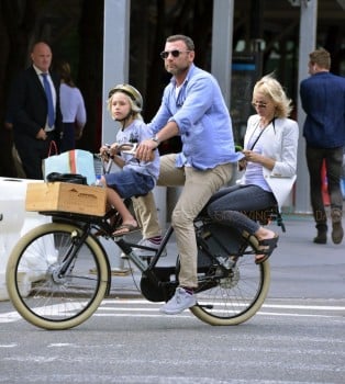 Liev Schreiber and Naomi Watts Out For A Bicycle Ride In NYC with son Sasha