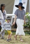 Marion Cotillard & cute son Marcel cheer for her husband Guillaume Canet during Longines Global Champions Tour