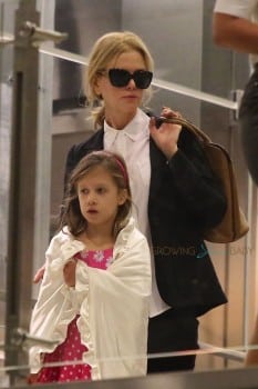 Nicole Kidman with daughter Sunday Urban at LAX