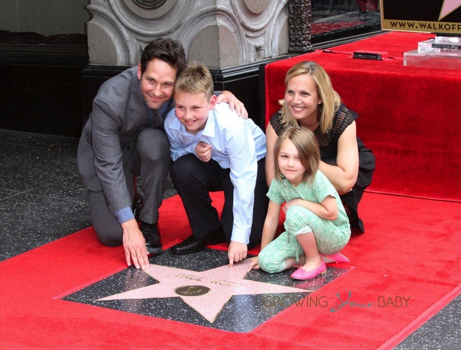 Paul Rudd with wife Julie and kids Darby and Jack at Walk of Fame Ceremony