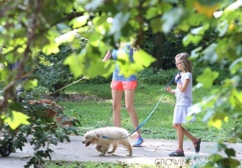 Violet Affeck at the park in Atlanta with her new puppy