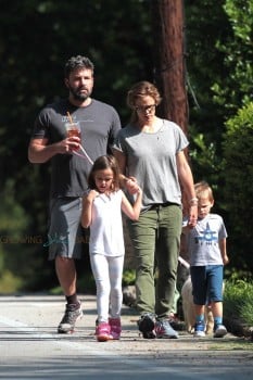 Ben Affleck & Jennifer Garner out for a stroll in Atlanta with kids Sam, Seraphina & Violet