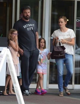 Ben Affleck and Jennifer Garner out in Atlanta, Georgia with their kids Seraphina and Violet
