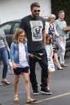 Ben Affleck at the market with his kids Seraphina, and Violet
