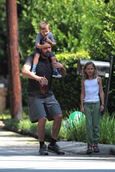 Ben Affleck out for a stroll in Atlanta with kids Violet and Sam