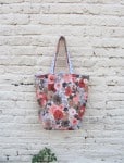 Cottage Chic Upcycled Simple Shopper - Reversible Linen Floral and Polka Dot Market