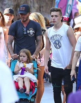 David Beckham at Disneyland with kids Harper and Brooklyn