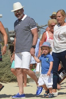 David Furnish with son Elijah  in St