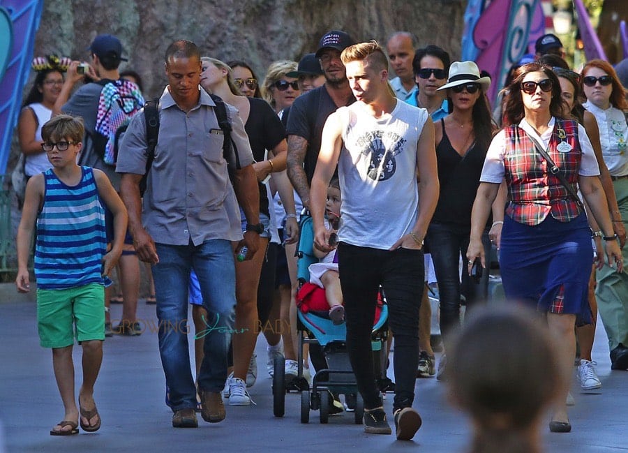 David and Victoria Beckham at Disneyland with their kids Cruz, Harper and Brooklyn