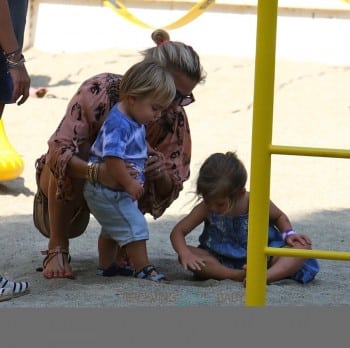 Elsa Pataky at the Park with her daughter India Hemsworth and twin son