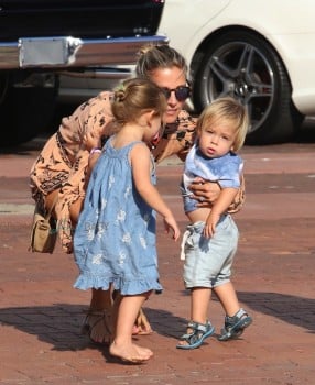 Elsa Pataky at the Park with her daughter India Hemsworth and twin son