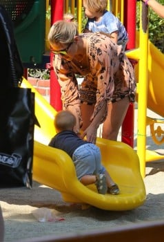 Elsa Pataky at the Park with one of her twin sons