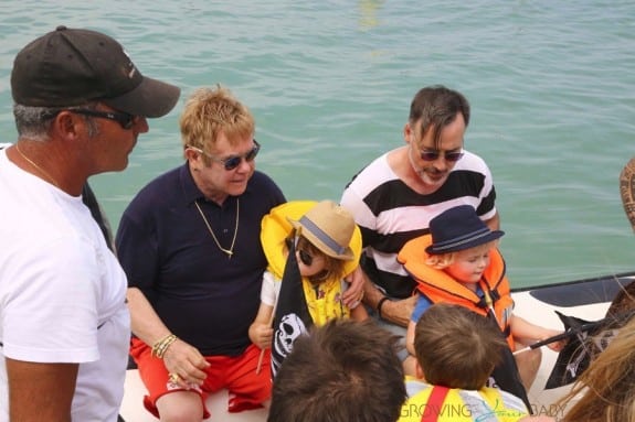 Elton John and David Furnish in St. Tropez with sons Elijah & Zachary