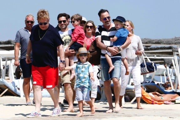 Elton John and David Furnish in St. Tropez with sons Elijah & Zachary