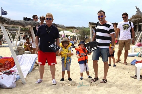 Elton John and David Furnish in St. Tropez with sons Elijah and Zachary