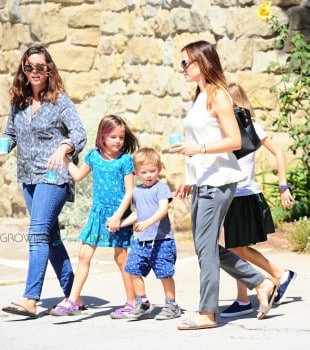 Jennifer Garner at church with kids Seraphina and Sam