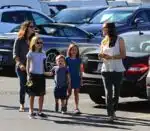 Jennifer Garner at church with kids Violet, Seraphina and Sam