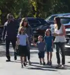 Jennifer Garner at church with kids Violet, Seraphina and Sam