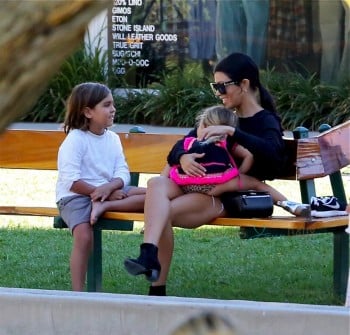 Kourtney Kardashian out in Malibu with daughter Penelope and son Mason