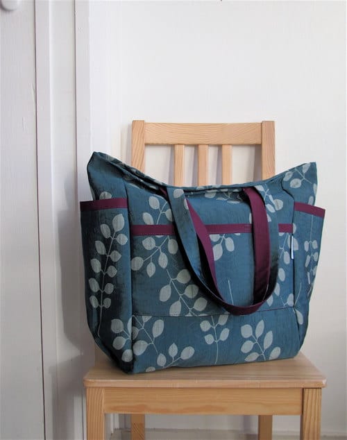 Locust Leaf Upcycled Weekender - Decorator Teal & Eggplant Botanical Bag