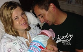 Police Chief Joey Staufer with his wife and newborn daughter
