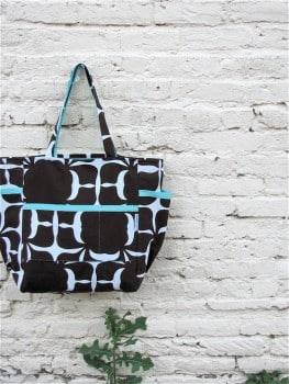 Simply Modern Upcycled Weekender - Bold Turquoise and Brown and White Graphic Travel