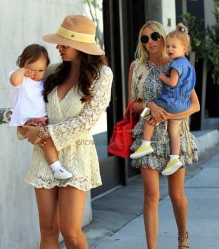Tamara Ecclestone and sister Petra Stunt do lunch with their daughters in Beverly Hills