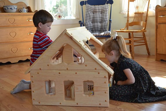 Wooden Toys - Child's Wooden Dollhouse