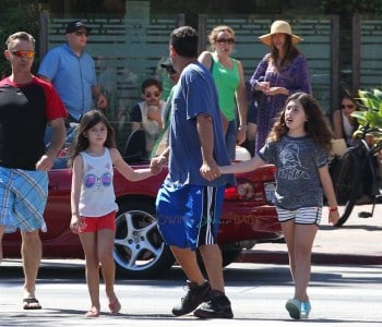 Adam Sandler takes his daughters Sunny & Sadie to breakfast in Malibu