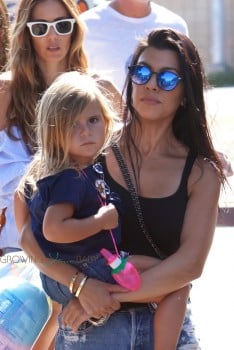 Kourtney Kardashian with daughter Penelope at the malibu cookout