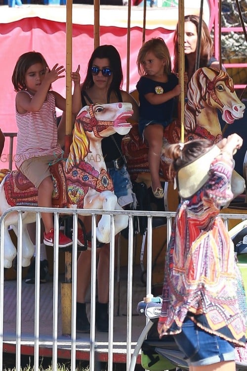 Kourtney Kardashian with kids Mason and Penelope at the malibu cookout