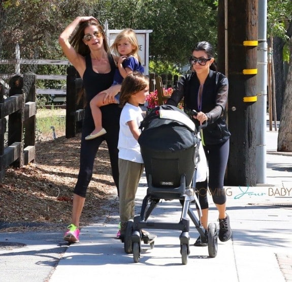 Kourtney Kardashian with kids Mason and Penelope at the market