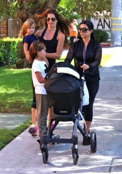 Kourtney Kardashian with kids Mason and Penelope at the market